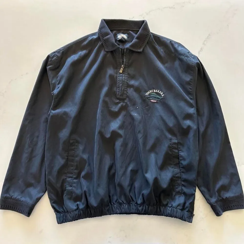 Authentic Vintage Tommy Bahama black quarter zip jacket
